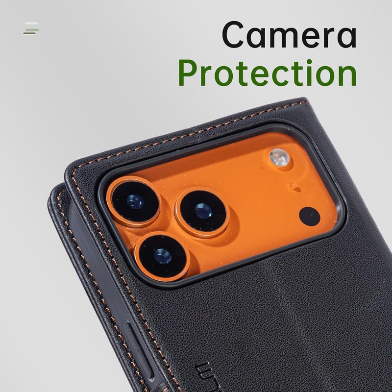 FLIPALM Wallet Case for iPhone 17 pro with Credit Card Holder,PU Leather Folio Flip Kickstand Protective Shockproof Cover for Apple 17 pro Phone Case (Black, for iPhone 17 Pro - 6.3'') - Image 5